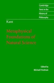 METAPHYSICAL FOUNDATIONS OF NATURAL SCIENCE; ED. BY MICHAEL FRIEDMAN