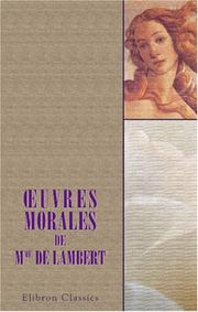 uvres morales de Mme de Lambert