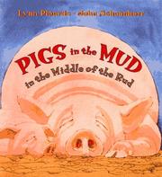 Pigs in the mud in the middle of the road