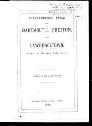 Chronological table of Dartmouth, Preston, and Lawrencetown, county of Halifax, Nova Scotia