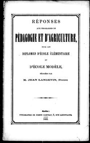 Réponses aux programmes de pédagogie et d'agriculture pour les diplômes d'école élémentaire et d'école modèle