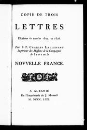 Copie de trois lettres escrittes ès années 1625 et 1626