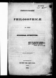 Institutiones philosophicæ ad usum studiosæ juventutis