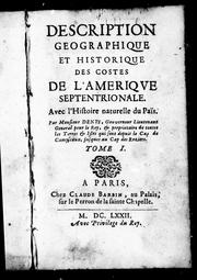 Description geographique et historique des costes de l'Amerique septentrionale avec l'histoire naturelle du païs