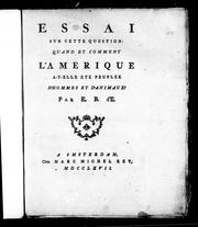 Essai sur cette question: quand et comment l'Amérique a-t-elle été peuplée d'hommes et d'animaux?