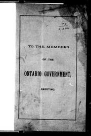 To the members of the Ontario government, greeting