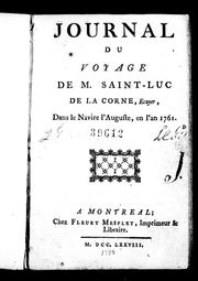Journal du voyage de M. Saint-Luc de La Corne, ecuyer