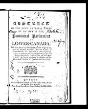 An Abstract of the most material parts of an act of the provincial Parliament of Lower-Canada