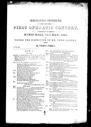 Mechanics' Institute, first operatic concert, Music Hall, 21st May, 1866