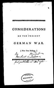 Considerations on the present German war