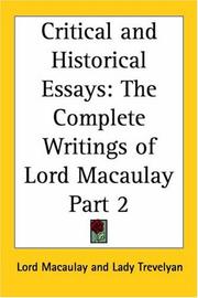 Critical and Historical Essays, Part 2 (The Complete Writings of Lord Macaulay)