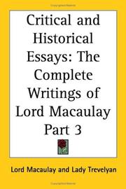 Critical and Historical Essays, Part 3 (The Complete Writings of Lord Macaulay)