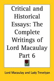 Critical and Historical Essays, Part 6 (The Complete Writings of Lord Macaulay)