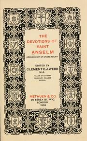 The devotions of Saint Anselm, Archbishop of Canterbury