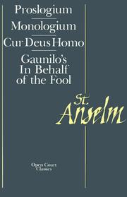 Saint Anselm: basic writings