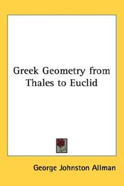 Greek geometry from Thales to Euclid