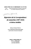 Répertoire de la correspondance de Lamartine (1807-1829) et lettres inédites