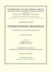 Commentationes mechanicae et astronomicae ad physicam pertinentes (Leonhard Euler: Opera Omnia, Series II)