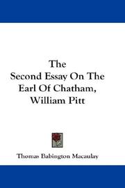 The Second Essay On The Earl Of Chatham, William Pitt