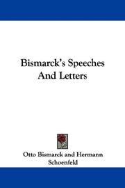 Bismarck's Speeches And Letters