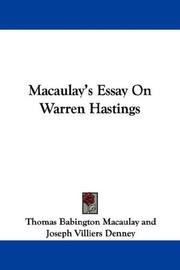 Macaulay's essay on Warren Hastings