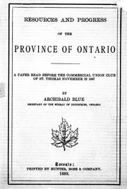 Resources and progress of the Province of Ontario