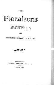 Les floraisons matutinales