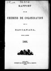 Rapport sur les chemins de colonisation dans le Bas-Canada