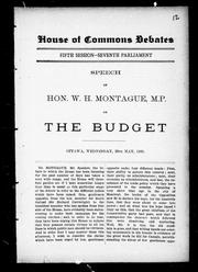 Speech of Hon. W.H. Montague, M.P., on the budget