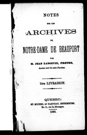 Notes sur les archives de Notre-Dame de Beauport