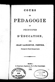 Cours de pédagogie ou Principes d'éduction