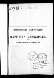 Statistiques municipales ou Rapports municipaux pour l'année expiré e le 31 décembre 1880