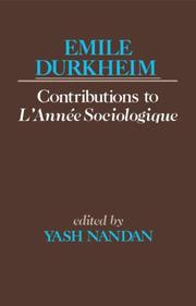 Emile Durkheims Contribution To L'Anne Sociologique
