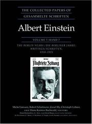 The Collected Papers of Albert Einstein: Volume 7: The Berlin Years