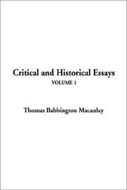 Critical and historical essays