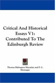 Critical And Historical Essays V1