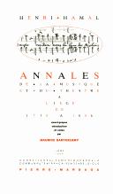 Annales de la musique et du théâtre à Liège de 1738 à 1806