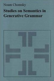 Studies in Semantics in Generative Grammar (Janua Linguarum - Series Minor)