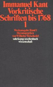 Werkausgabe, Bd.1, Vorkritische Schriften bis 1768, Teil I