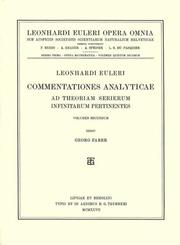 Commentationes analyticae ad theoriam serierum infinitarum pertinentes 3rd part, 1st section
