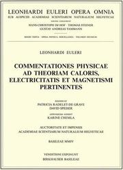 Commentationes physicae ad theoriam caloris, electricitatis et magnetismi pertinentes (Leonhard Euler, Opera Omnia)