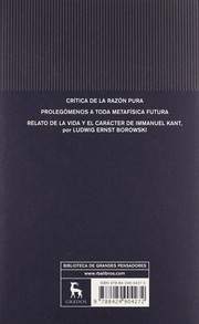 Critica de la razon pura; prolegomenos a toda metafisica futura