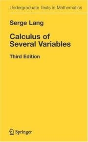 Cover of: Calculus of several variables