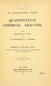 Cover of: An introductory course of quantitative chemical analysis