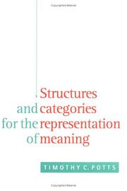 Cover of: Structures and Categories for the Representation of Meaning