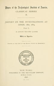 Cover of: Report on the investigations at Assos, 1882, 1883, pt