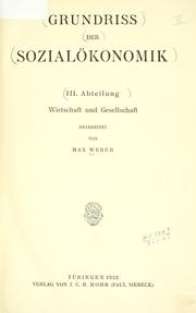 Cover of: Wirtschaft und Gesellschaft: an outline of interpretive sociology