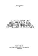 Cover of: El poema del Cid en España, 1779-1936