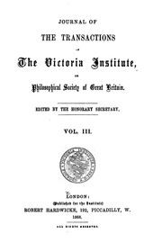 Cover of: Journal of the Transactions of the Victoria Institute, Or Philosophical Society of Great Britain