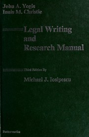 Cover of: Legal writing and research manual